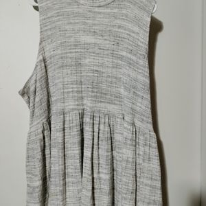 Maurices Grey & White Turtle Neck Babydoll Tank